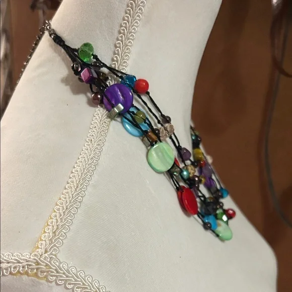 Colorful Multi Strand Boho Necklace – Festival Statement Jewelry w/Bright Beads - Picture 9 of 9
